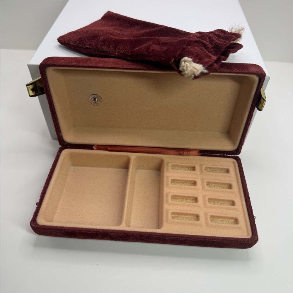 Vintage German Red Velvet Jewelry Box with Pouch